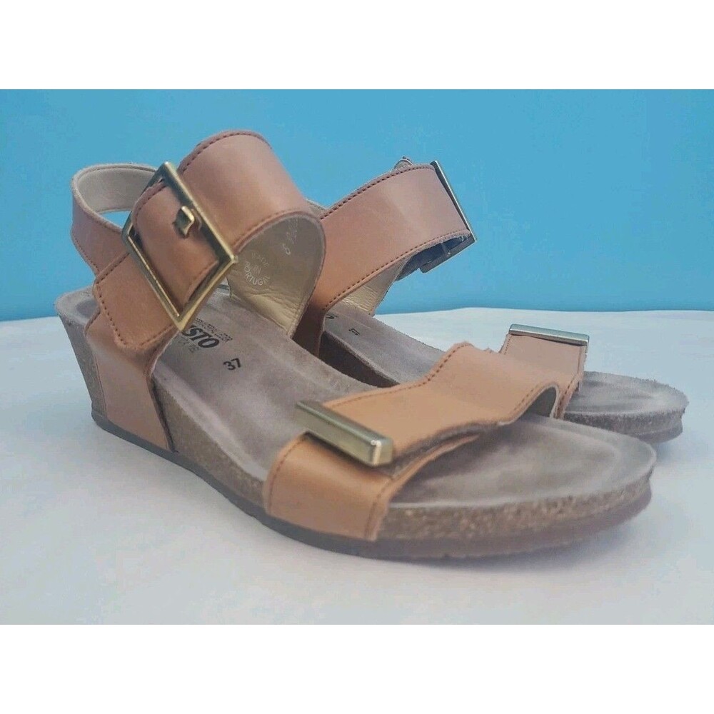 Mephisto Morgana Tan Leather Wedge Sandals Women's EUR 37 US 7 Adjustable - Picture 2 of 13
